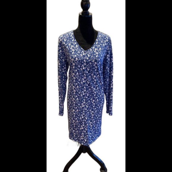 Croft & Barrow Night Gown Pajamas Sz XL Blue  Floral 60% Cotton SOFT + Stretch - Picture 2 of 11